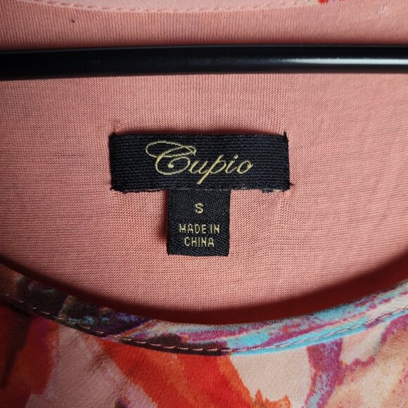Cupio Womens Small Short Sleeve Pink Floral Tee Top - Picture 3 of 3